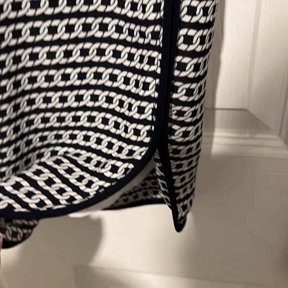 NWOT Banana Republic dress - navy/white pattern w/ detachable belt, 14. - Picture 7 of 8